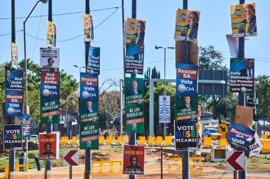 Campaign posters for political parties competing in the national election. Waldo Swiegers/Bloomberg via Getty Images
