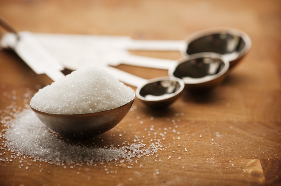 File: Tablespoon filled with granulated sugar. GettyImages/knape