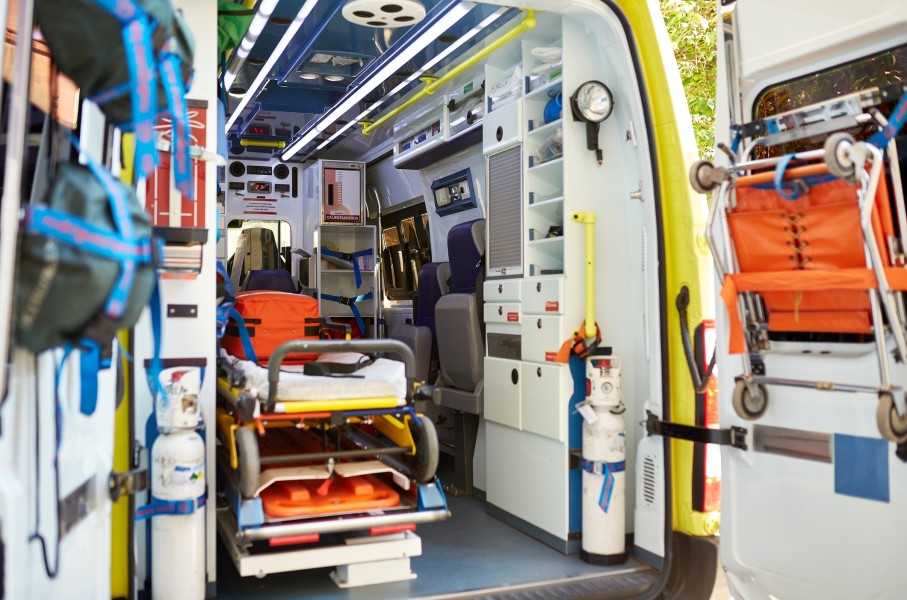 The interior of an ambulance. GettyImages/xavierarnau