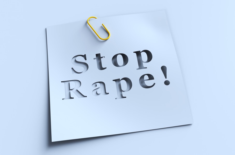 File: A Stop Rape note. GettyImages/matdesign24