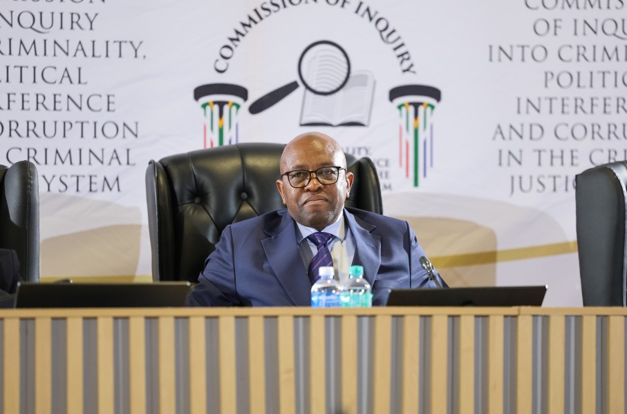 Justice Mbuyiseli Madlanga at the Madlanga Commission Of Inquiry. Gallo Images/Luba Lesolle