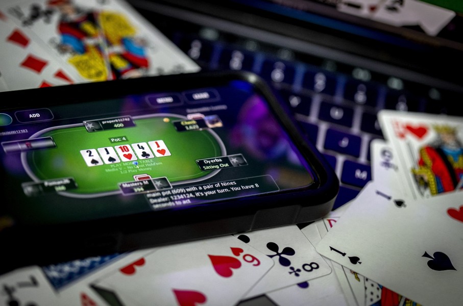 A screen with a website where you can gamble online. Koen van Weel/ANP via AFP
