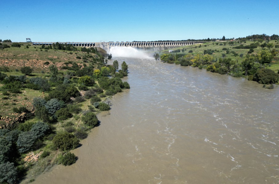 Water passing through Vaal Dam sluices into the Vaal River. AFP/Phill Magakoe
