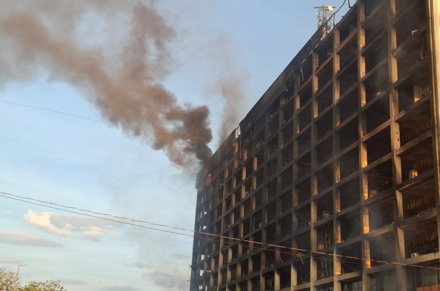 The Botha Sigcau building fire. eNCA/Ronald Masinda