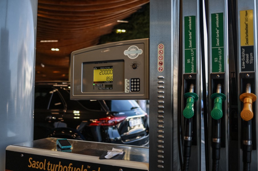 A general view of a fuel pump at a petrol station in Rosebank, Johannesburg