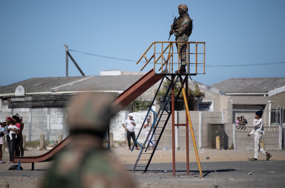 A soldier of the South African National Defence Force (SANDF)