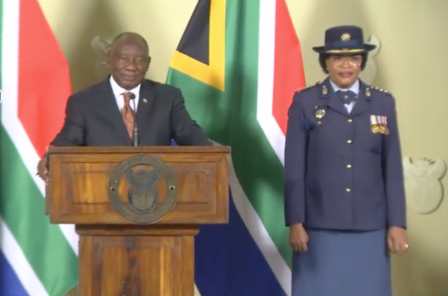 President Cyril Ramaphosa and Lieutenant-General Puleng Dimpane.