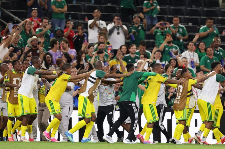 South African players celebrate the 1-0 victory in the 2026 World Cup Group A football match between South Africa and South Korea. AFP/Julio Cesar Aguilar