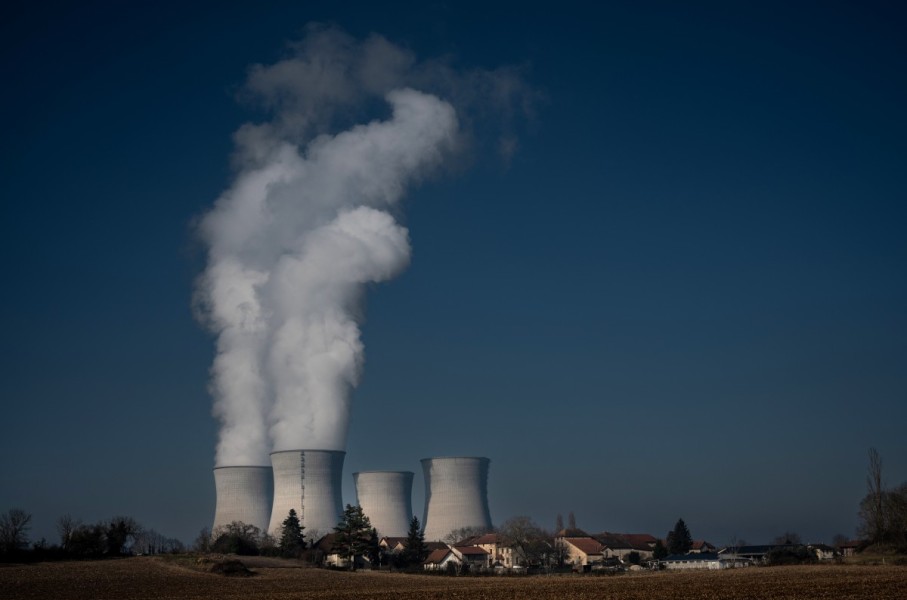 vapor rising from cooling towers of the Bugey nuclear power plant in Saint-Vulbas. AFP/Jean-Philippe Ksiazek