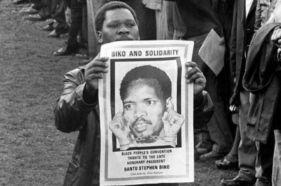 A supporter at Steve Biko's funeral in 1977. AFP/STF