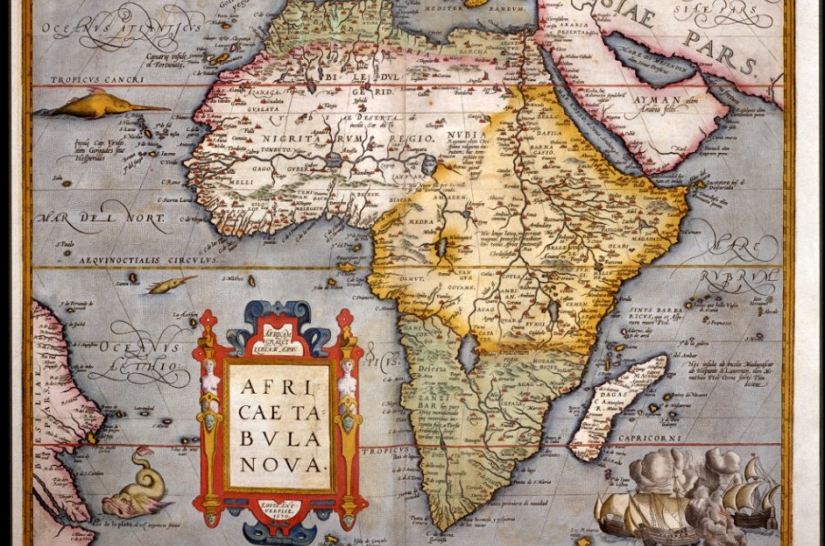 A painting by Abraham Ortelius of a map of Africa. Alfredo Dagli Orti/Photo12 via AFP