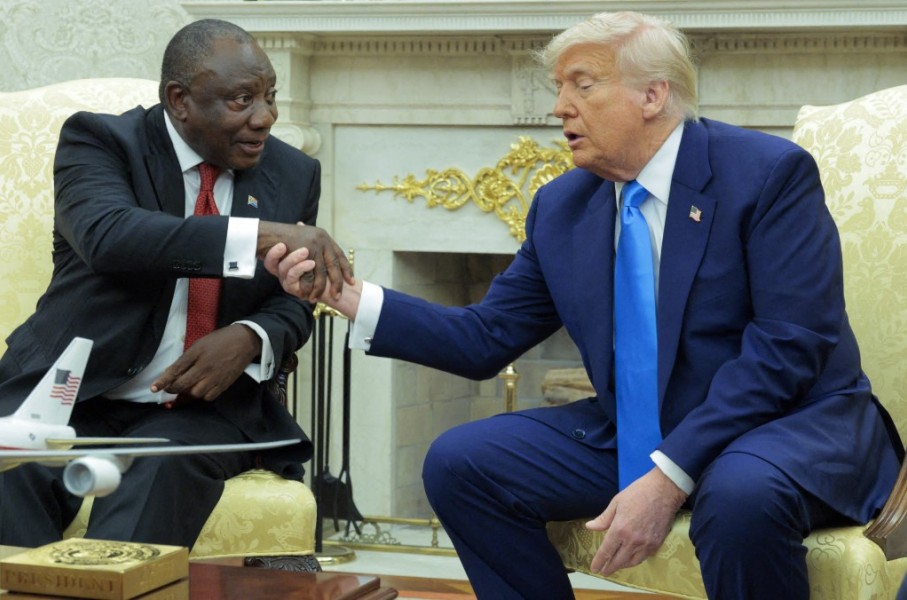 President Cyril Ramaphosa and Donald Trump. AFP
