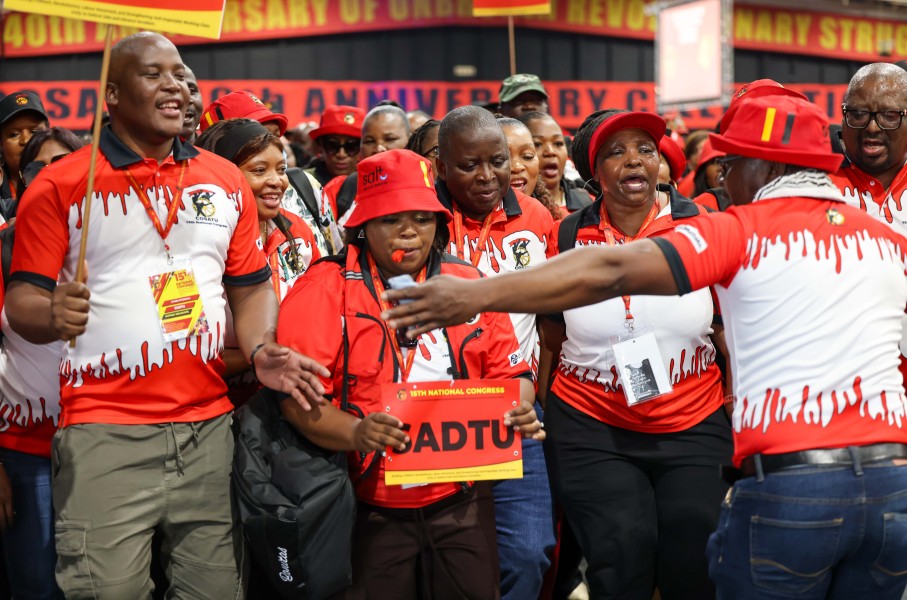 COSATU members celebrating during the day 2 of the COSATU 15th National Congress at Gallagher Convention Centre.  OJ Koloti/Gallo Images