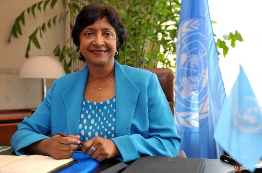 File: South African judge Navanethem (Navi) Pillay poses in her office. AFP/Fabrice Coffrini