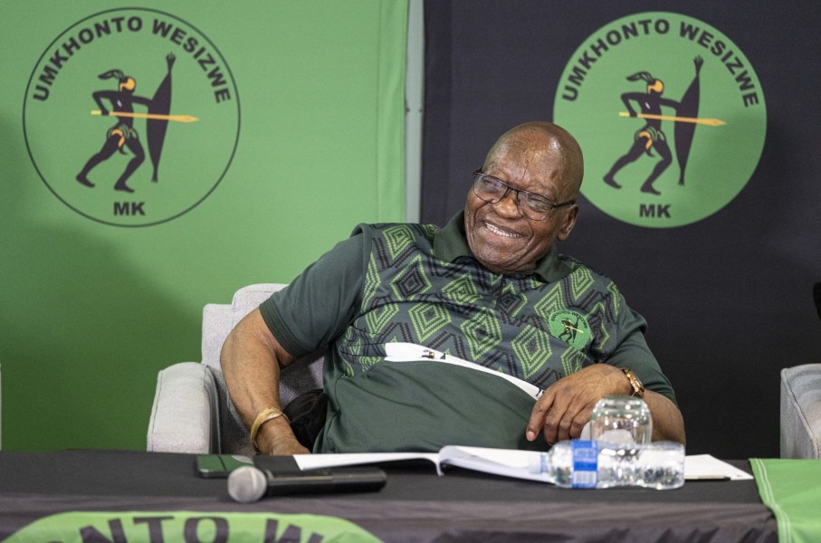 Former South African President and uMkhonto weSizwe (MK) party leader Jacob Zuma reacts during a press conference in Sandton, Johannesburg on August 22, 2024. AFP/Emmanuel Croset