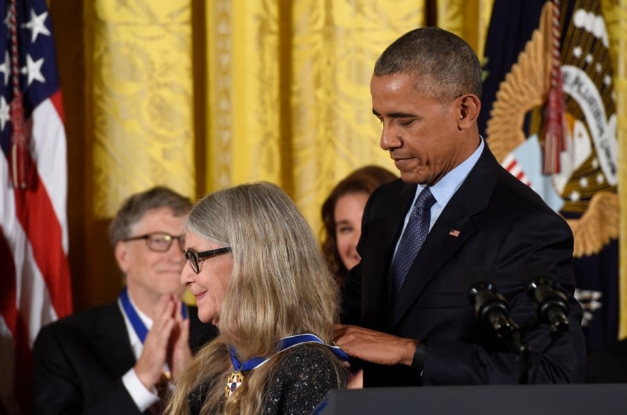 File: Former US President Barack Obama presents mathematician and computer scientist Margaret Hamilton with the Presidential Medal of Freedom. AFP/Saul Loeb