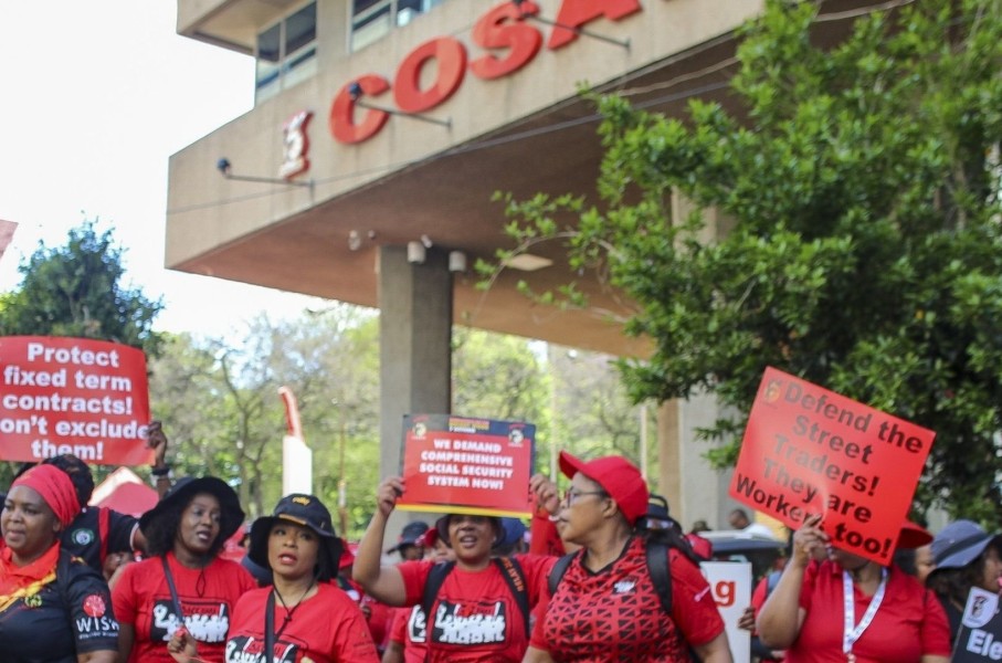 Cosatu members embark on a nationwide protest to mark the International Day for Decent Work. Gallo Images/Fani Mahuntsi