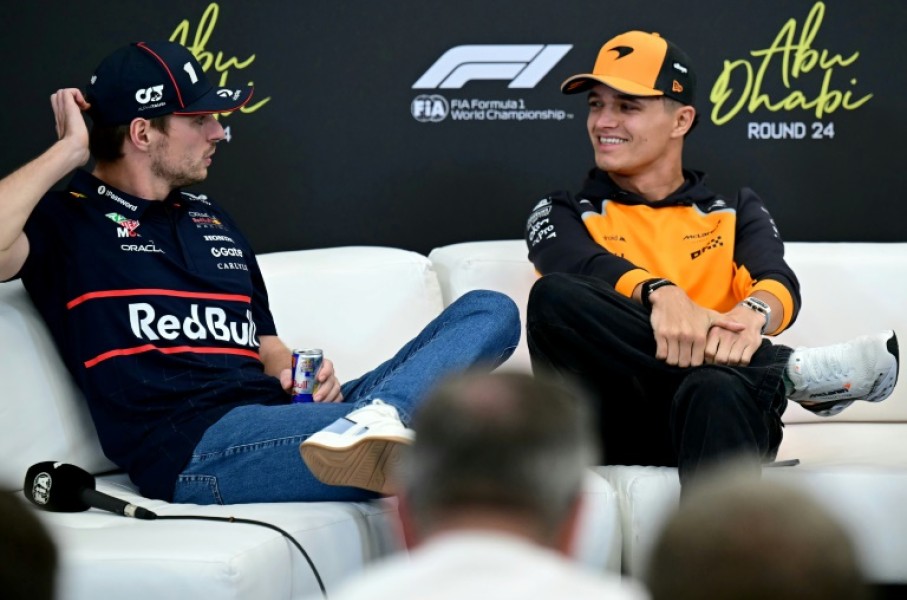 Championship rivals Lando Norris (R) and Max Verstappen (L) topped the lapcharts in the first practice ahead of the season-ending Abu Dhabi Grand Prix