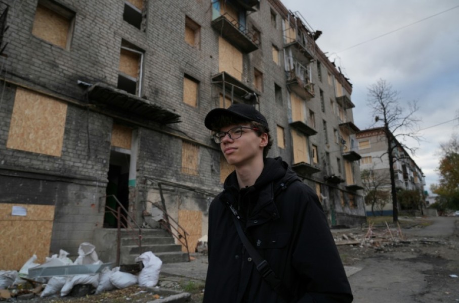Growing up amid the ruins:Bohdan Levchykov, 15, in his hometown Balakliia