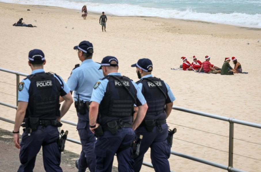 Police officers patrolled at Bondi Beach on Christmas Day as Australia's Prime Minister spoke of "sorrow" over a recent attack there