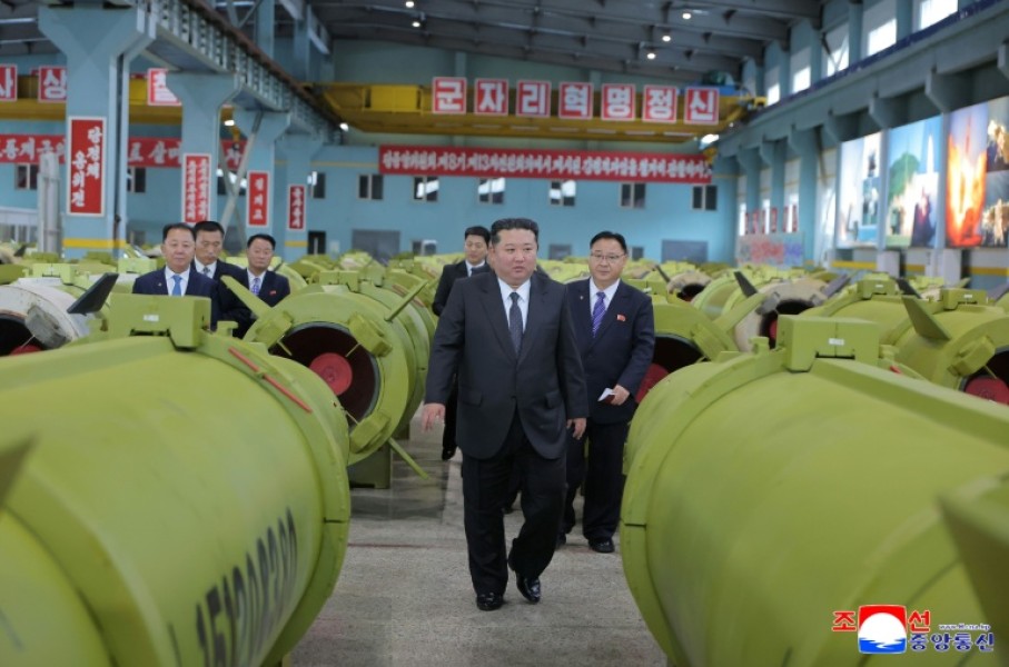 In a visit to munitions factories accompanied by top officials, the state-run Korean Central News Agency (KCNA) said Kim ordered the factories to prepare for a busy year ahead