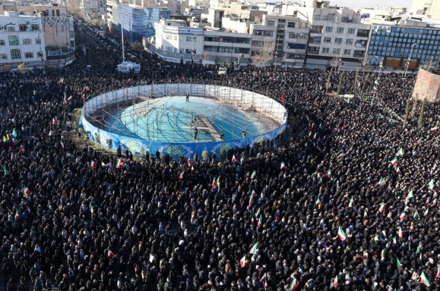 Thousands gathered to mourn the death of Iran's supreme leader Ayatollah Ali Khamenei, in Tehran, shown here, and in other cities including Shiraz and Yazd