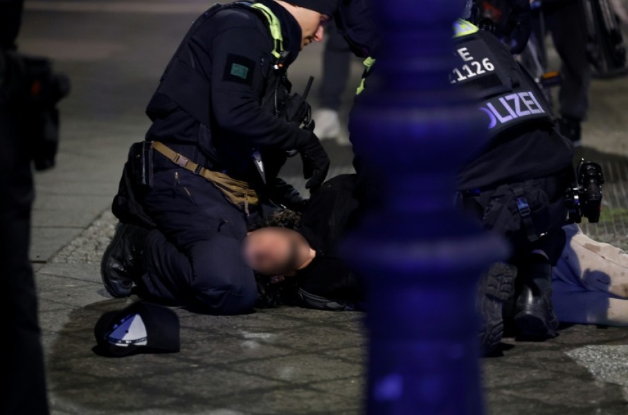 Police apprehended the suspect after the stabbing near the Memorial to the Murdered Jews of Europe in Berlin on February 21, 2025