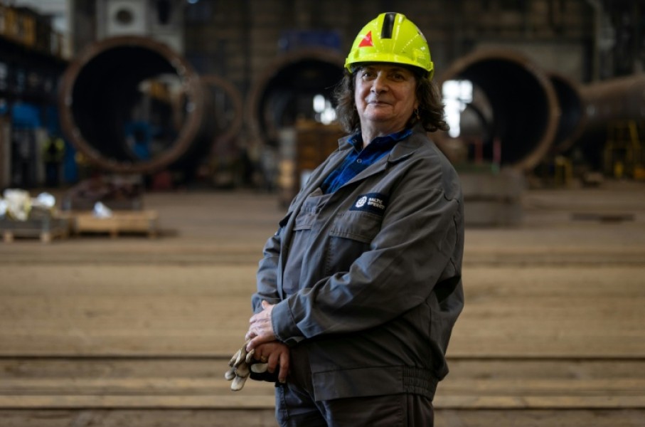 Halina Krauze, 65, has been operating cranes at Gdansk shipyard for 30 years