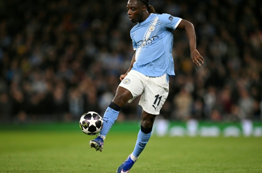 Manchester City midfielder Jeremy Doku in action during a defeat by Real Madrid in a Champions League last-16 second-leg tie at the Etihad Stadium
