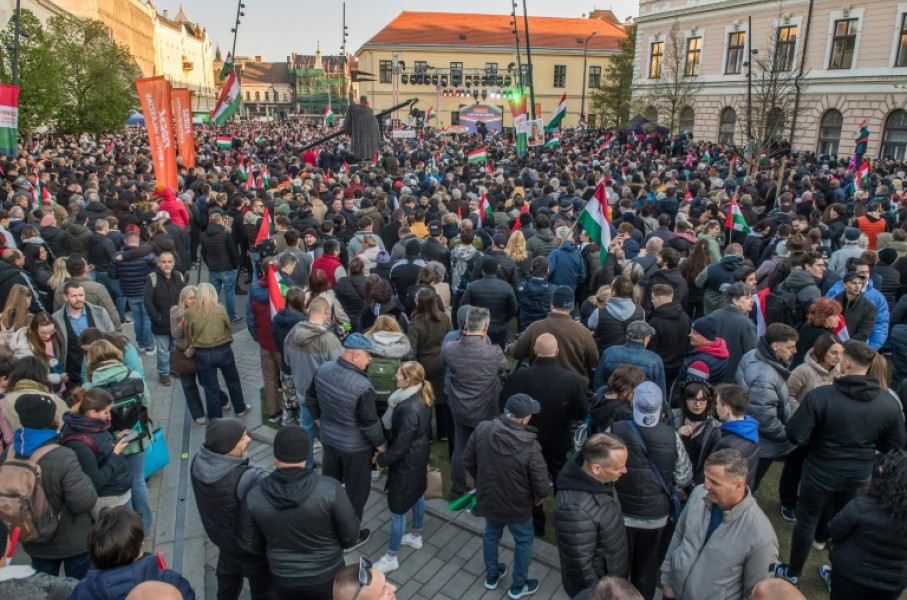 Orban supporters gathered in Hungary's second largest city Debrecen
