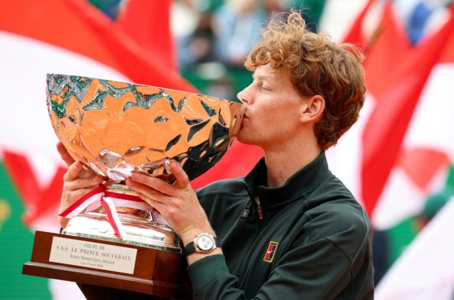 On top of the world: Jannik Sinner will reclaim top spot on Monday after beating Carlos Alcaraz to win the Monte Carlo Masters