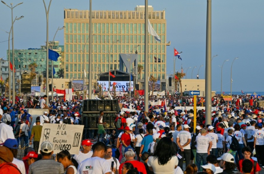 Thousands attended marches in Havana and other Cuban cities, vowing to 'defend the homeland'