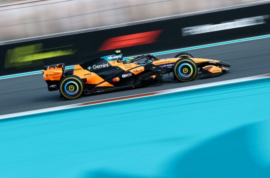 British driver Lando Norris steered his upgraded McLaren to pole position for the sprint race at the Miami Grand Prix