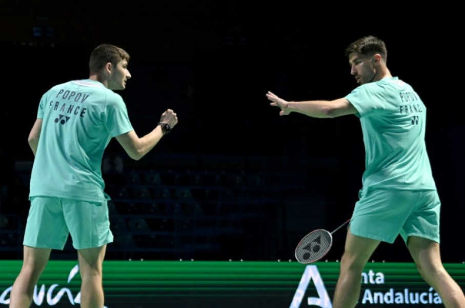 France's Christo Popov (L) and Toma Junior Popov at the European Championships in April