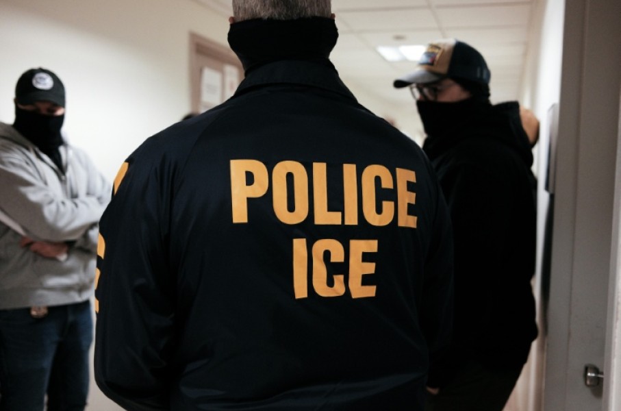 Officers of federal Immigration and Customs Enforcement (ICE) typically cover their faces on operations