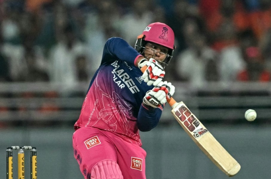 Vaibhav Sooryavanshi hits one of 12 sixes against Sunrisers Hyderabad