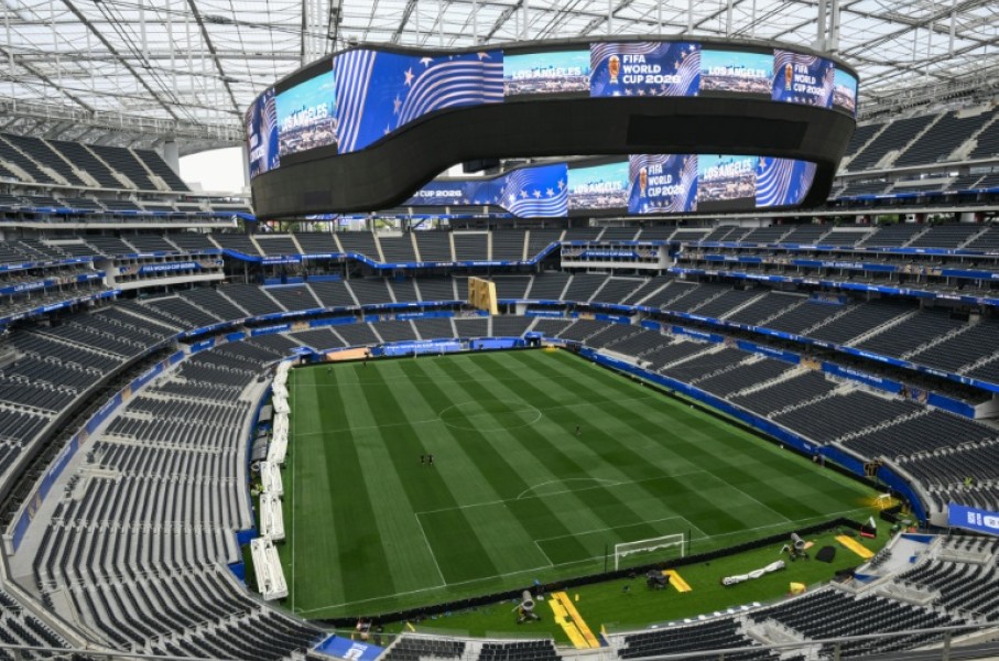 Branding for companies that are not FIFA sponsors have all been covered or removed at Los Angeles Stadium, normally known as SoFi Stadium, ahead of the 2026 World Cup
