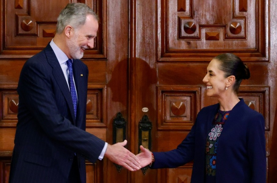 Mexican President Claudia Sheinbaum and King Felipe VI of Spain met at the Palacio Nacional in Mexico City