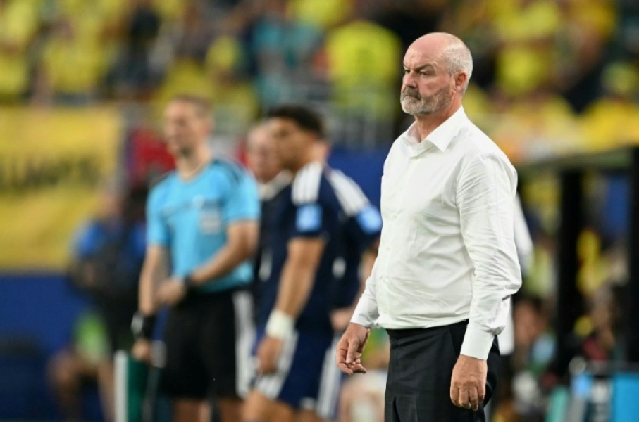 Scotland coach Steve Clarke watches on from the touchline during his team's defeat to Brazil at the World Cup on Wednesday