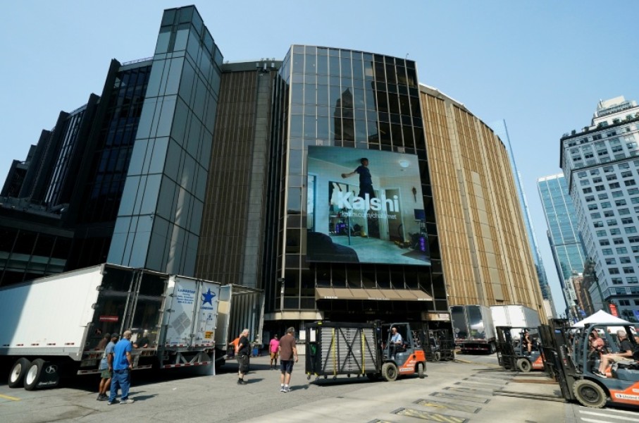 Forklifts and trucks have been moving supplies into Madison Square Garden fueling speculation of a mega-bash for the A-list celebrity couple Taylor Swift and Travis Kelce