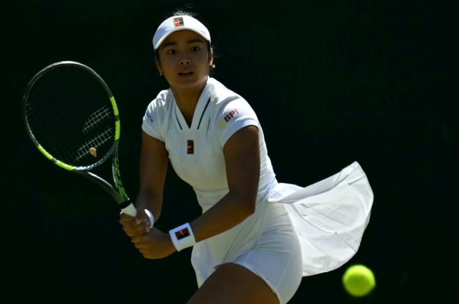 Rising star Alexandra Eala of the Philippines in action at Wimbledon