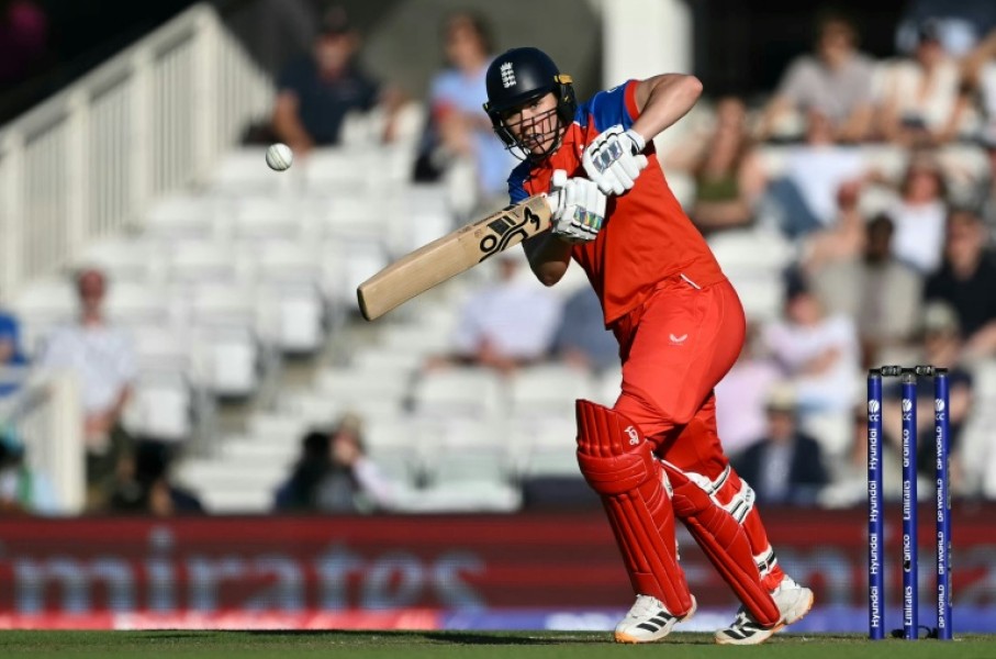 England captain Nat Sciver-Brunt hits out in a Women's T20 World Cup semi-final against South Africa at the Oval