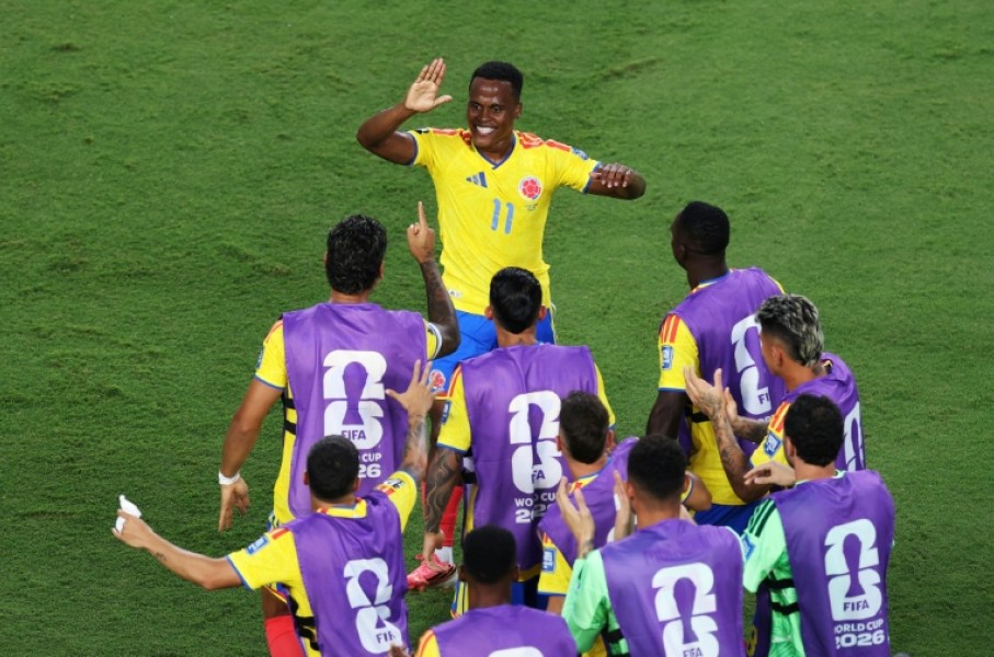Colombia's Jhon Arias celebrates his goal against Ghana in the World Cup round-of-32 match in Kansas City