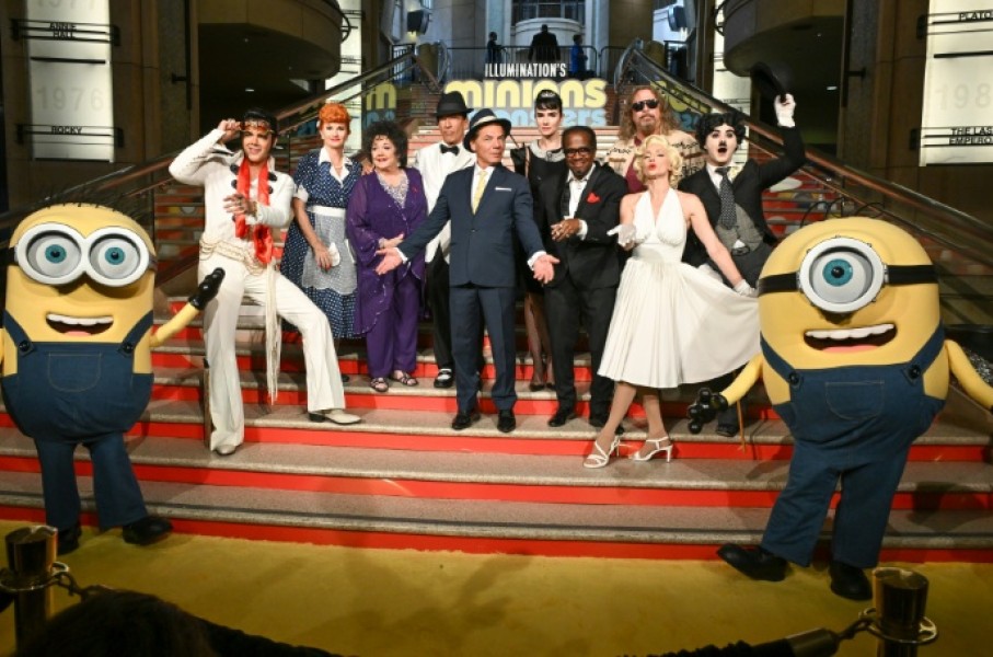 People dressed as different characters attend the premiere of 'Minions & Monsters' at the Dolby Theatre in Hollywood, California