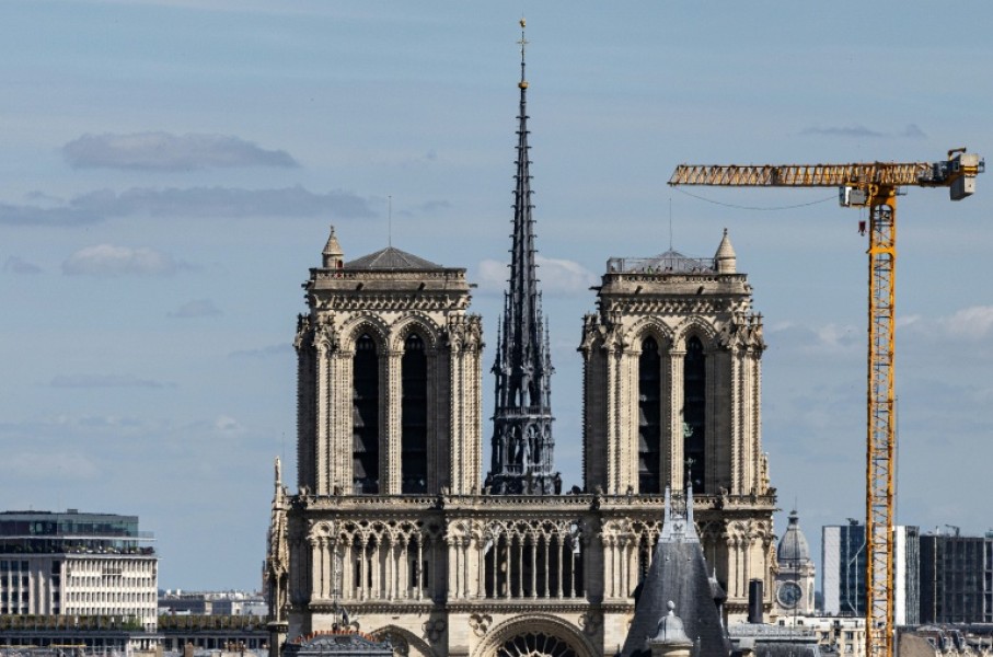 The guitar was made from oak floorboards damaged in the Notre Dame fire