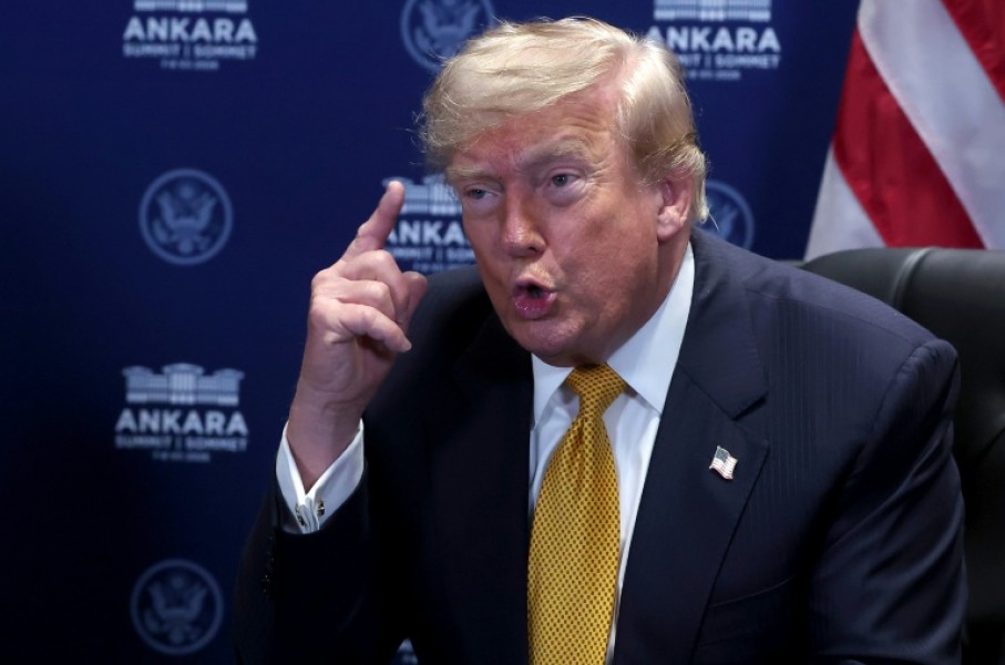 US President Donald Trump reacts as he meets with NATO Secretary General on the sidelines of the NATO summit in Ankara, on July 8, 2026.
