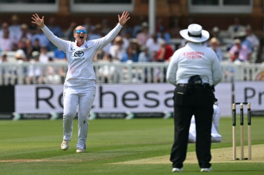 England's Sophie Ecclestone appeals during the inaugural women's Test at Lord's