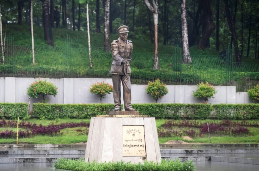 A statue of General Aung San is seen at Bogyoke Aung San Park in Yangon. Statues of the independence hero are quietly disappearing across Myanmar
