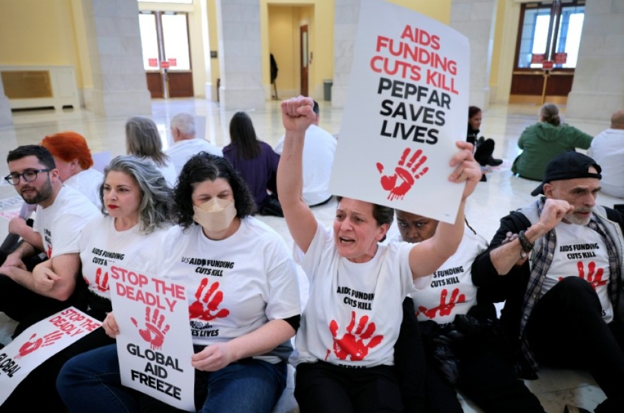 A protest at the US Capitol last year against the Trump administration's cuts to HIV/AIDS funding