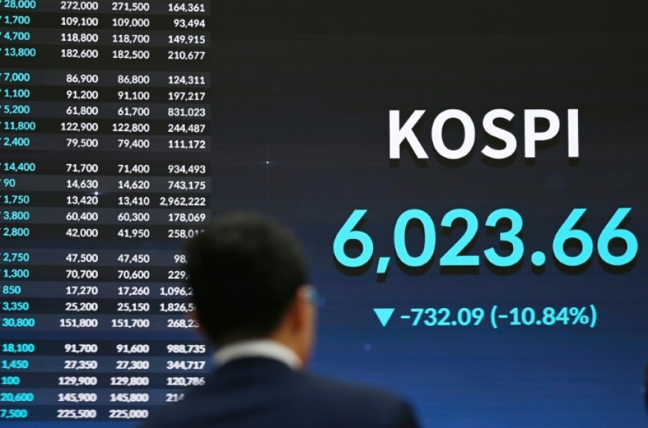 South Korea's Kospi stocks index plunged almost 11 percent after a report of a breakthrough in China's chip industry compounded worries about the longevity of the AI boom